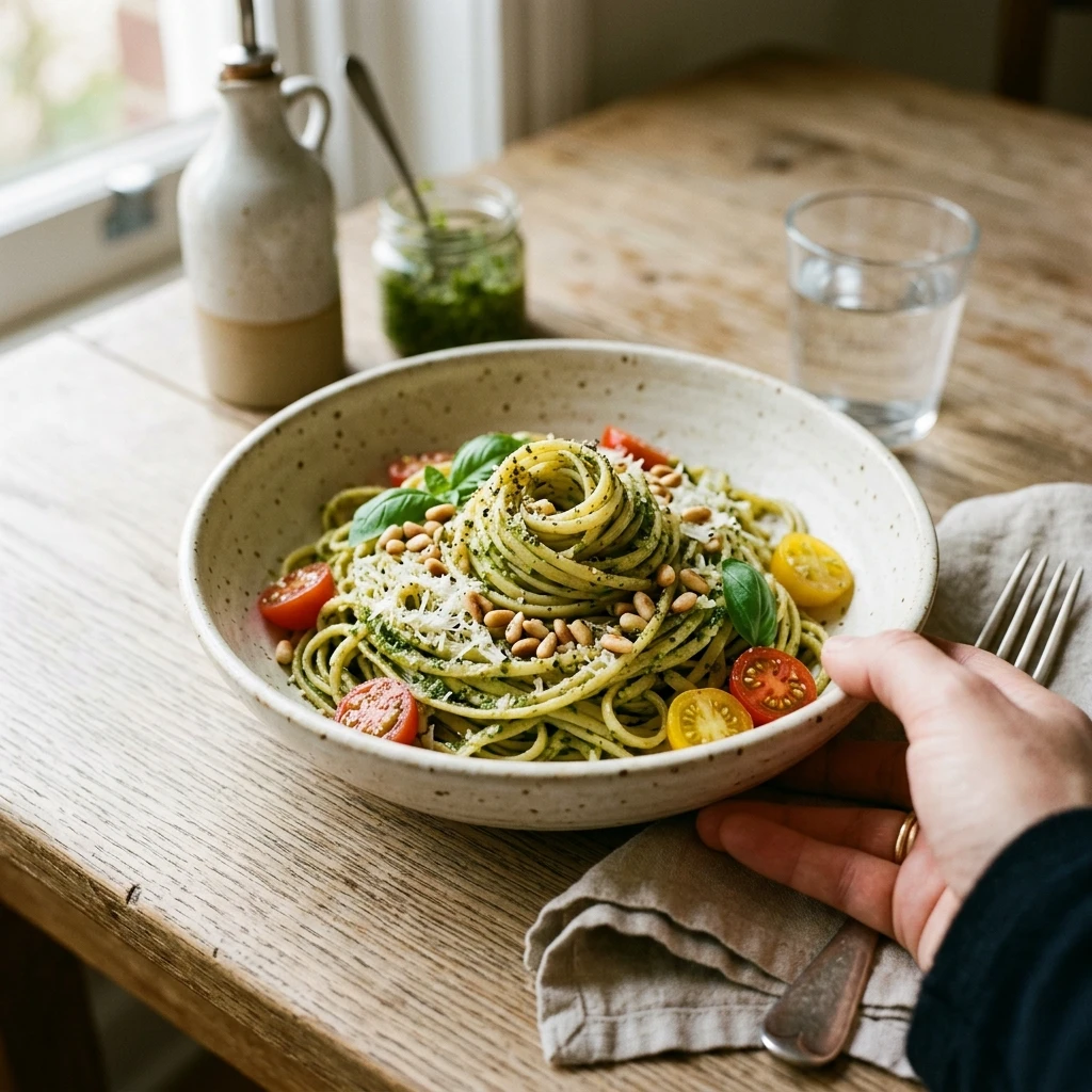 Budget Pesto Pasta Under $2 - 5 Ingredients Only