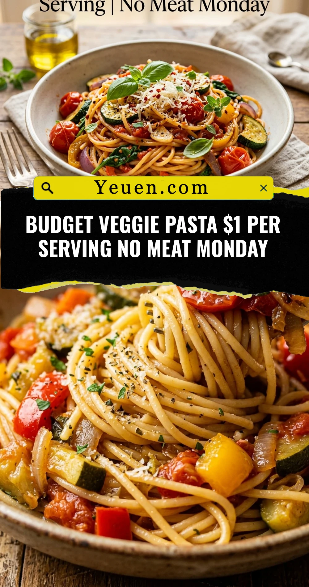 Budget Veggie Pasta $1 Per Serving No Meat Monday