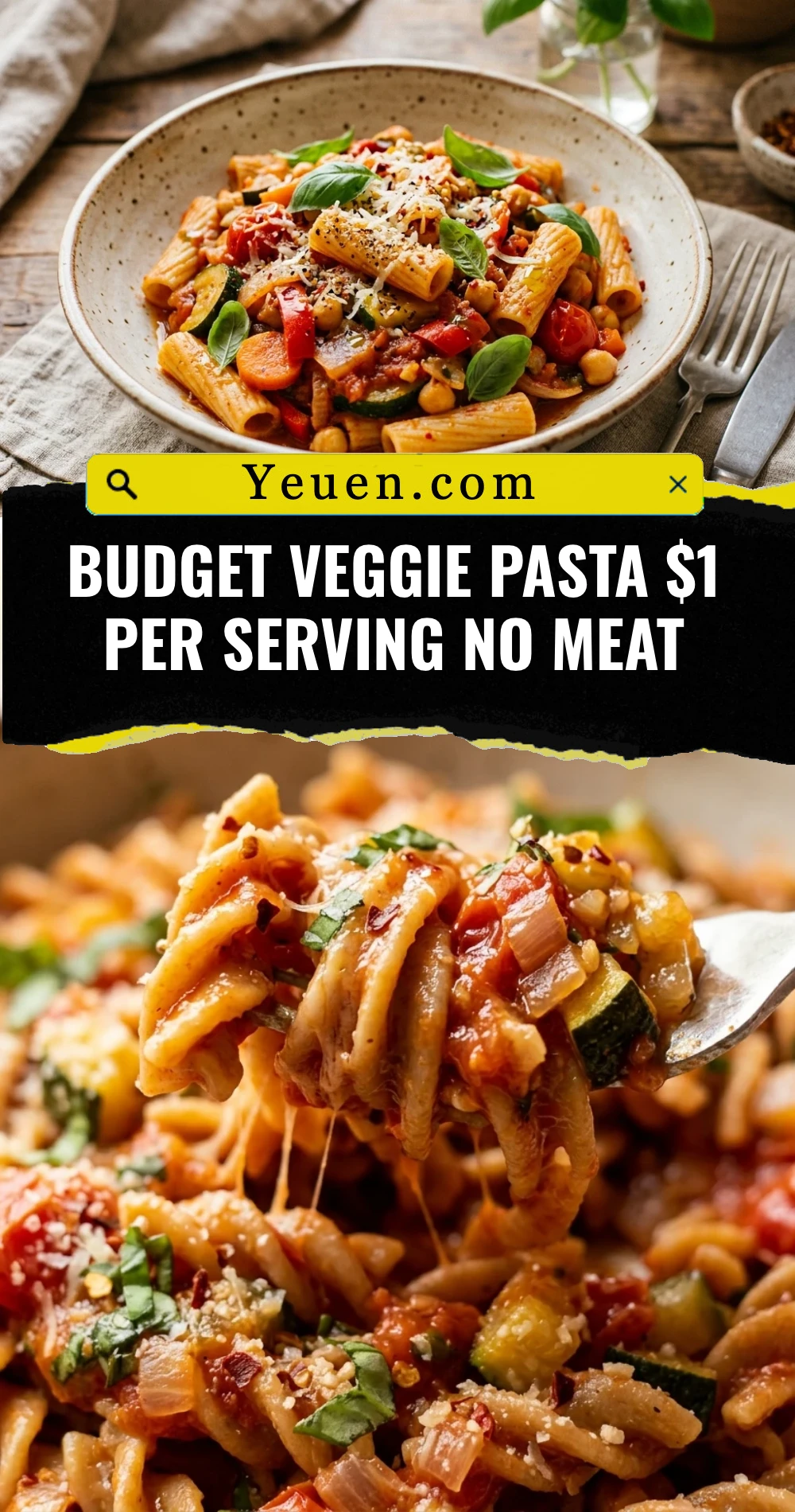 Budget Veggie Pasta $1 Per Serving No Meat