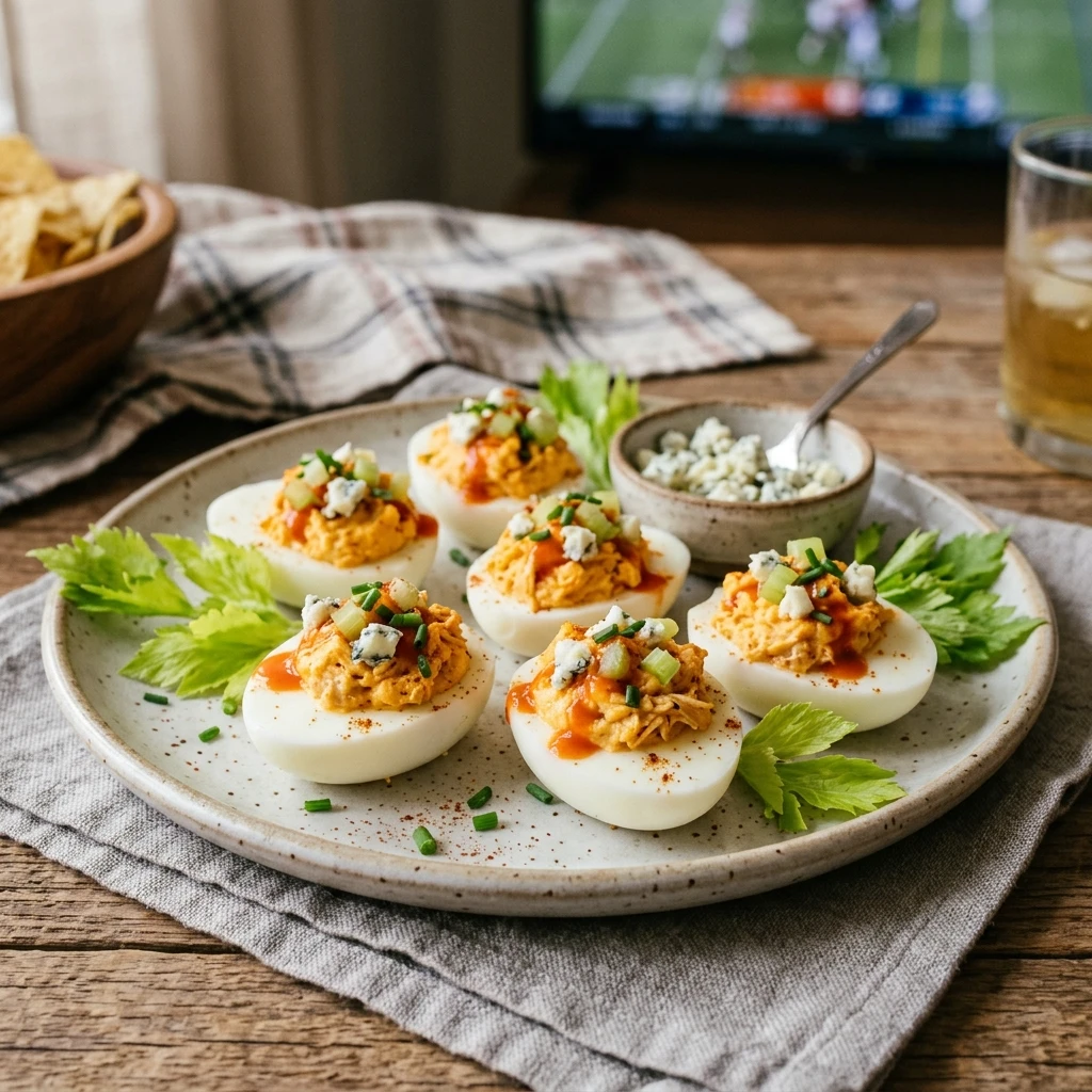Buffalo Chicken Deviled Eggs Game Day
