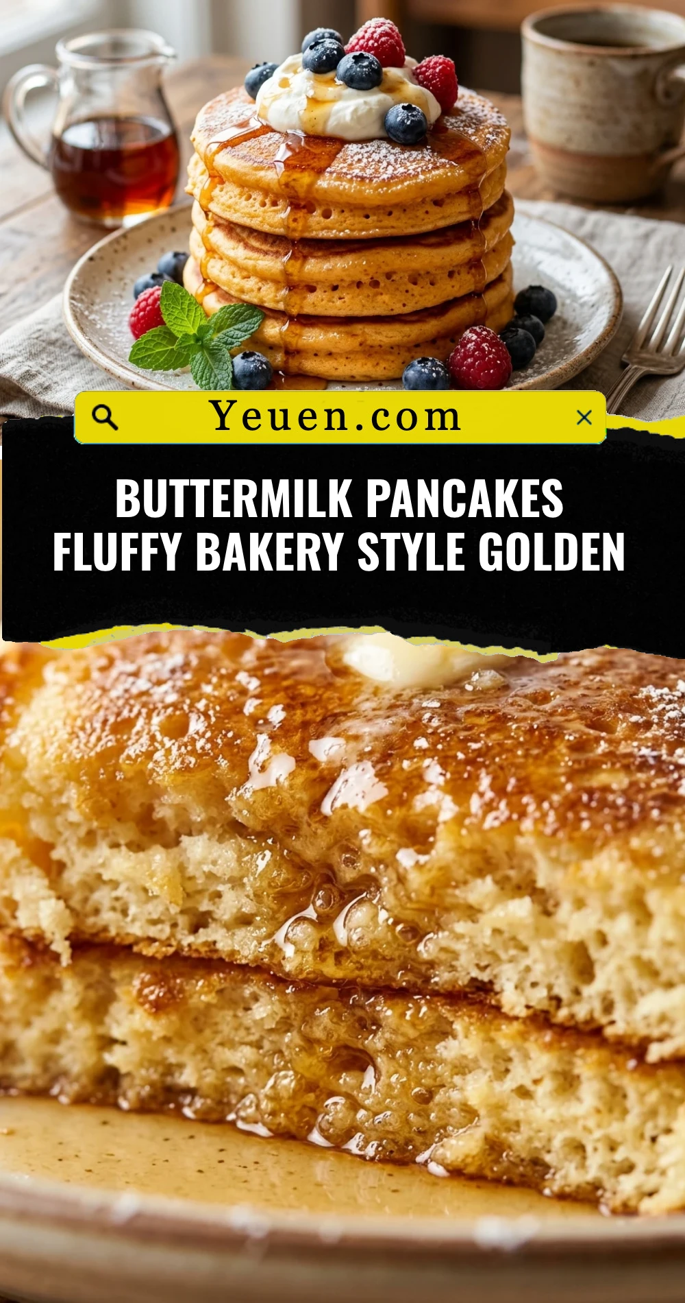 Buttermilk Pancakes Fluffy Bakery Style Golden
