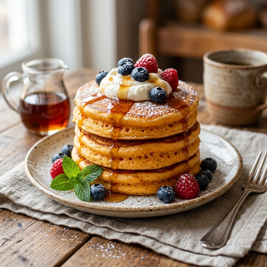 Buttermilk Pancakes Fluffy Bakery Style Golden