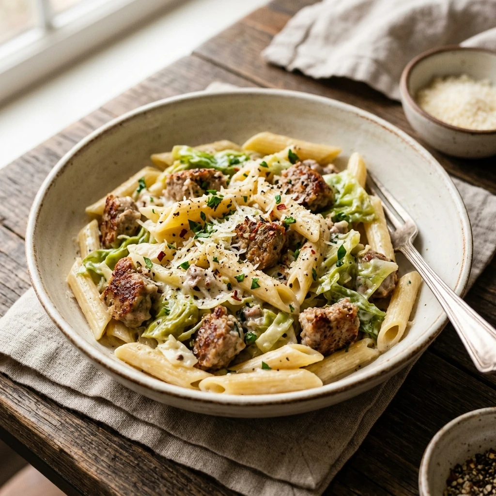 Cabbage Alfredo With Sausage One Pot