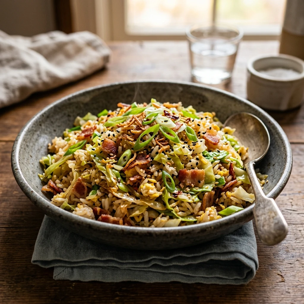 Cabbage And Bacon Fried Rice Under $2 Per Serving