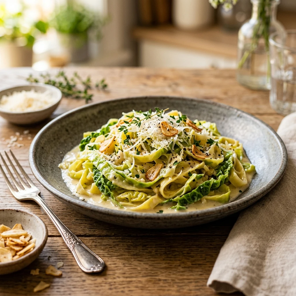 Cabbage Noodles Alfredo Garlic 2026