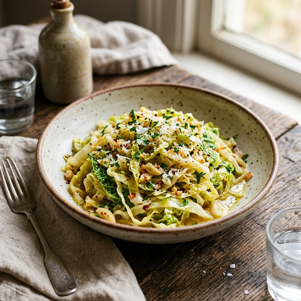 Cabbage Noodles With Butter Garlic Budget