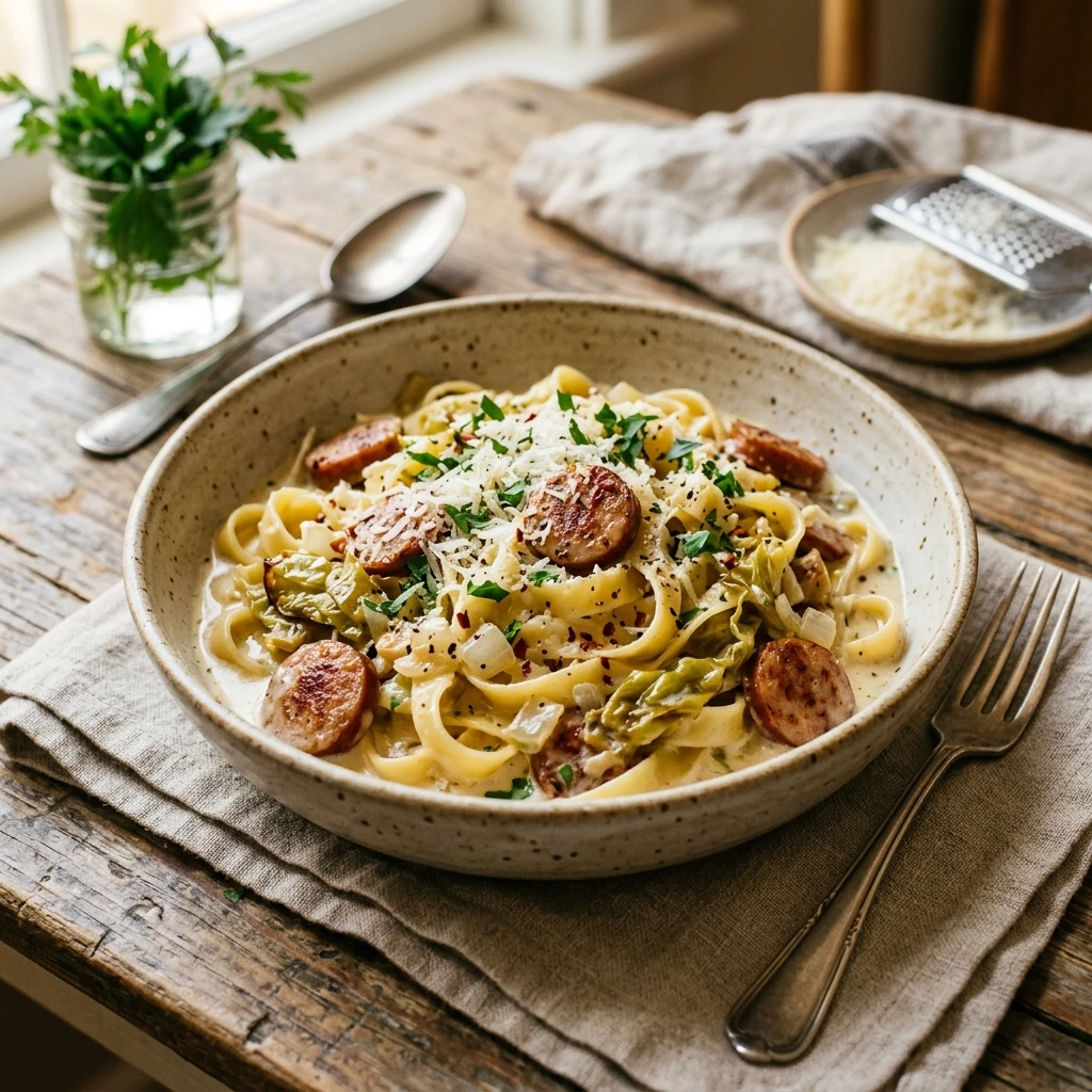 Cabbage Pasta With Kielbasa Creamy Budget