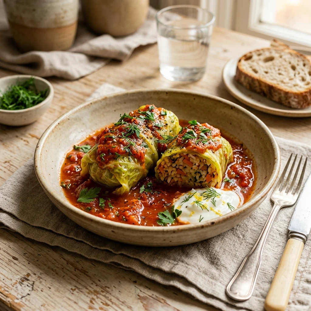 Cabbage Rolls With Rice Vegetarian Budget