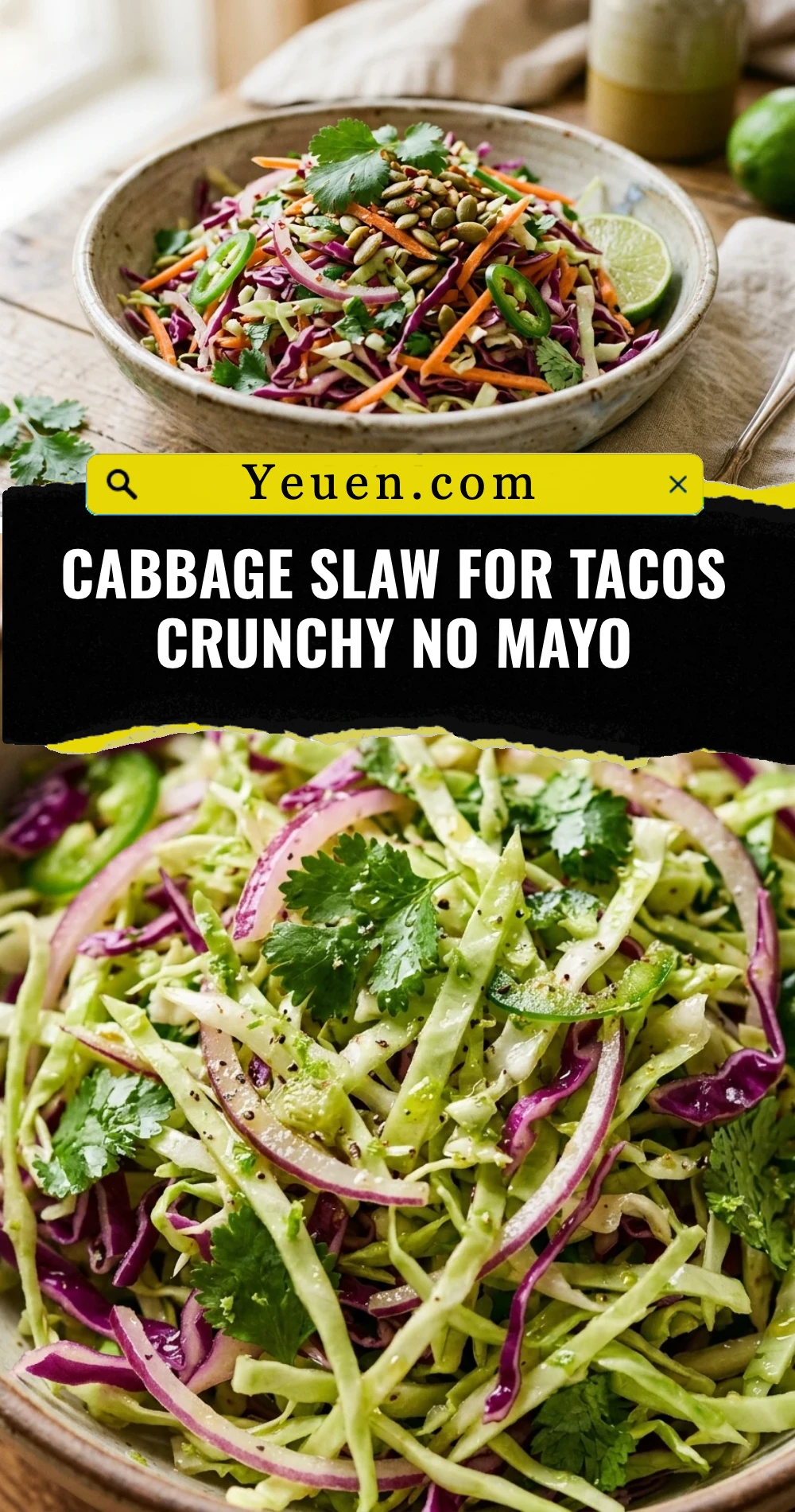 Cabbage Slaw For Tacos Crunchy No Mayo