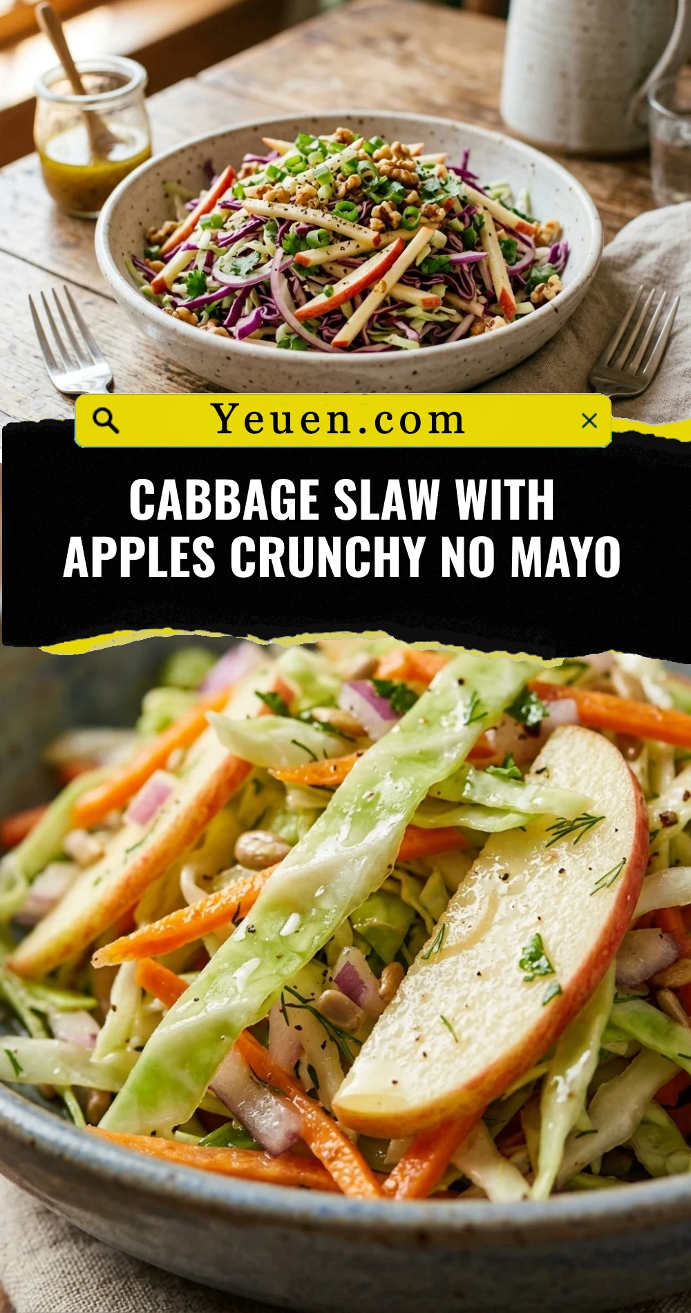 Cabbage Slaw With Apples Crunchy No Mayo