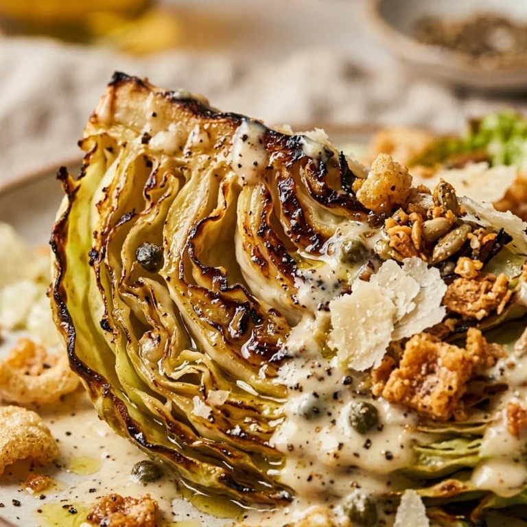 Cabbage Steak Caesar Salad Low Carb Crunchy