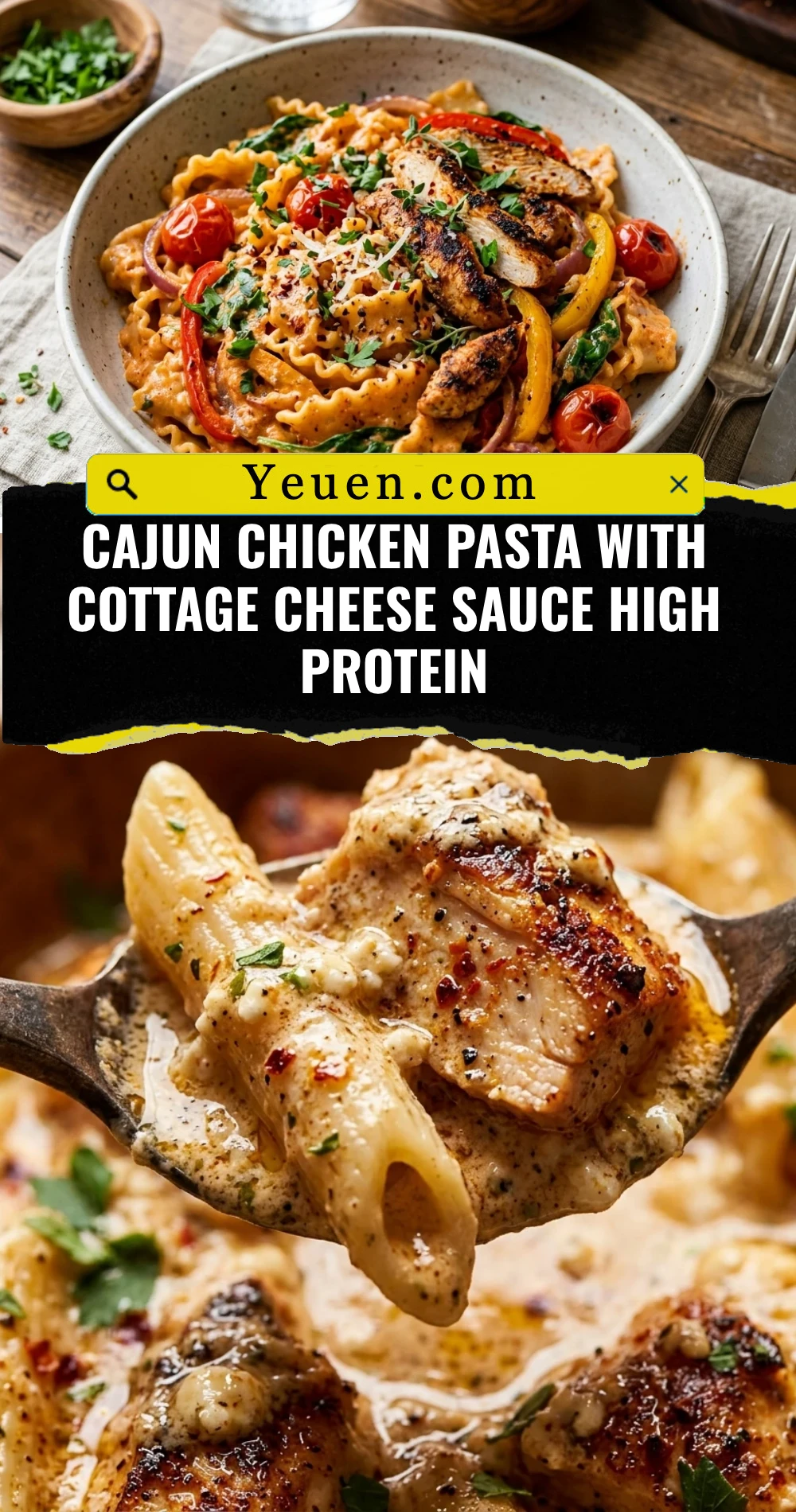 Cajun Chicken Pasta With Cottage Cheese Sauce High Protein