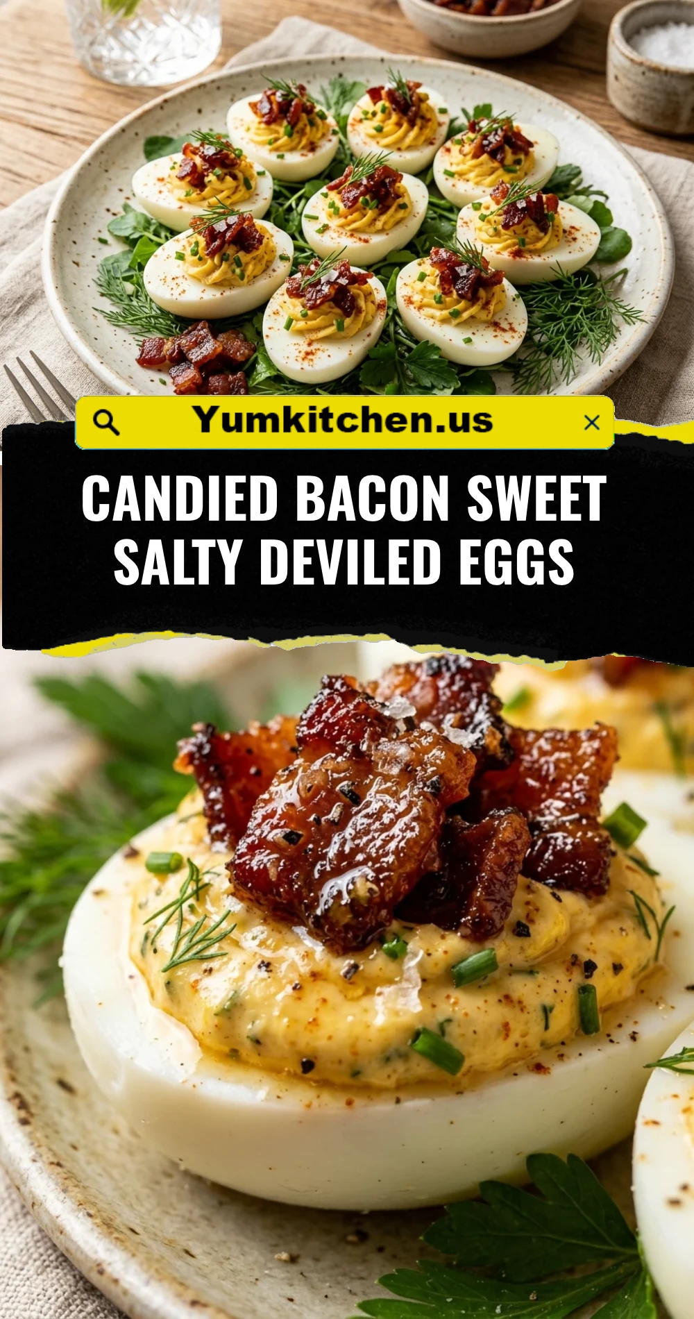 Candied Bacon Sweet Salty Deviled Eggs