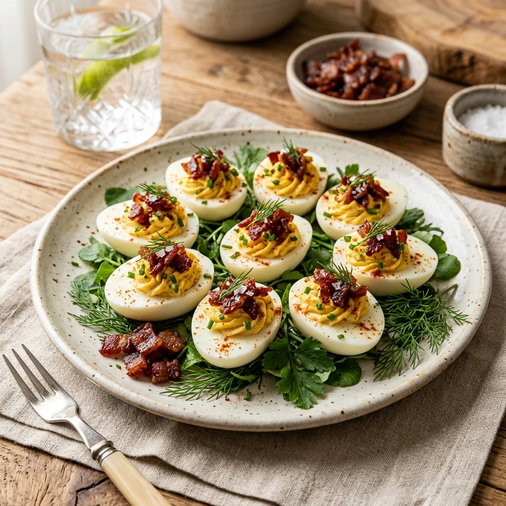 Candied Bacon Sweet Salty Deviled Eggs