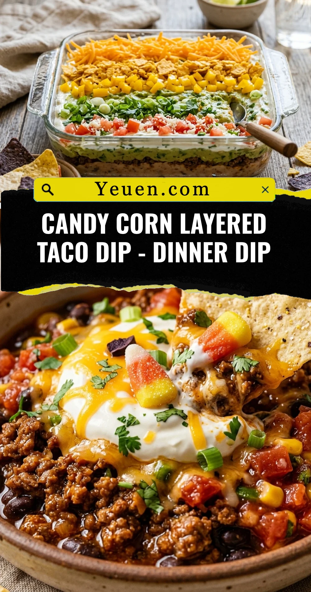 Candy Corn Layered Taco Dip - Dinner Dip