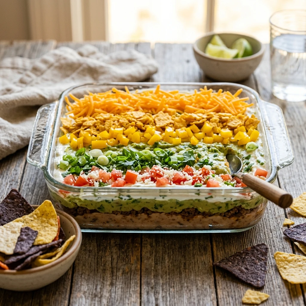 Candy Corn Layered Taco Dip - Dinner Dip