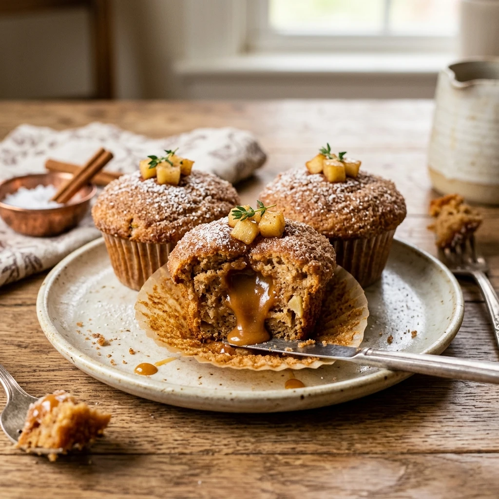 Caramel Stuffed Apple Cider Muffins