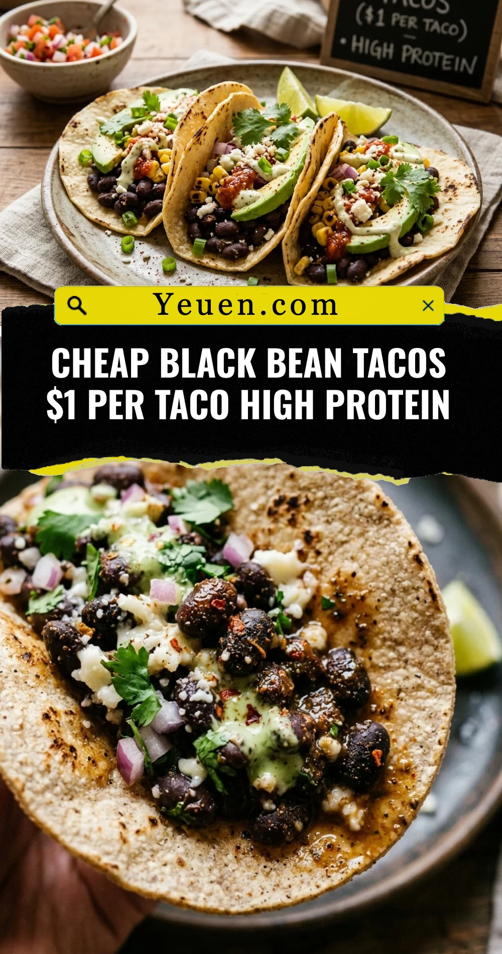 Cheap Black Bean Tacos $1 Per Taco High Protein