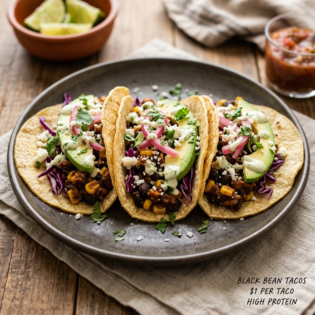 Cheap Black Bean Tacos $1 Per Taco High Protein