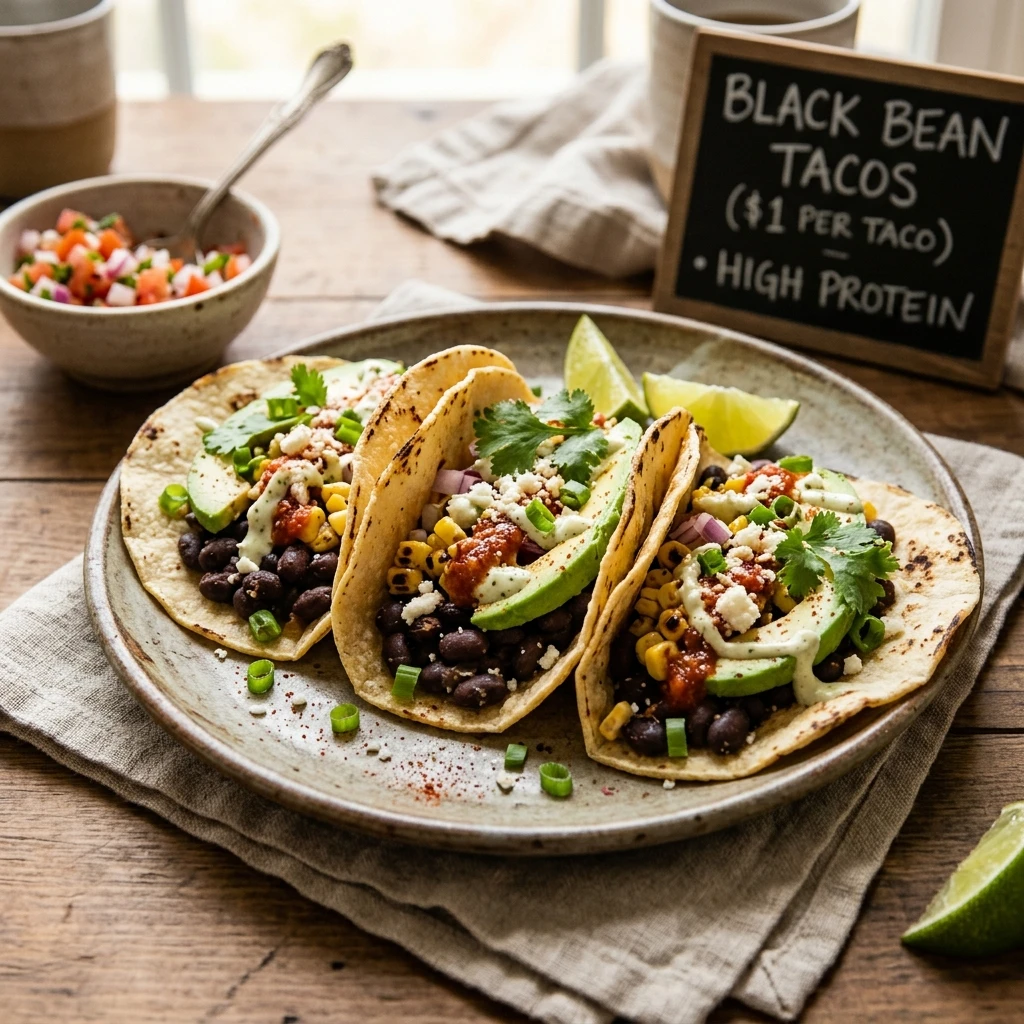 Cheap Black Bean Tacos $1 Per Taco High Protein