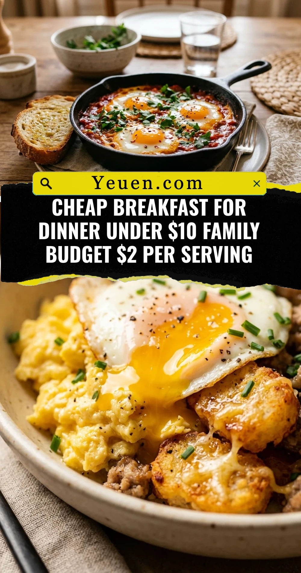 Cheap Breakfast For Dinner Under $10 Family Budget $2 Per Serving