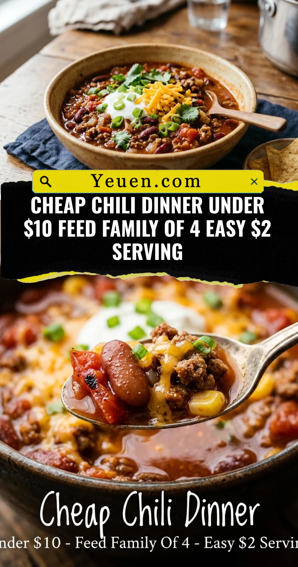 Cheap Chili Dinner Under $10 Feed Family Of 4 Easy $2 Serving