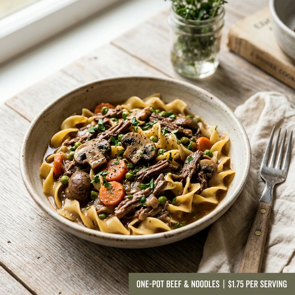 Cheap One-Pot Beef And Noodles $1.75 Per Serving