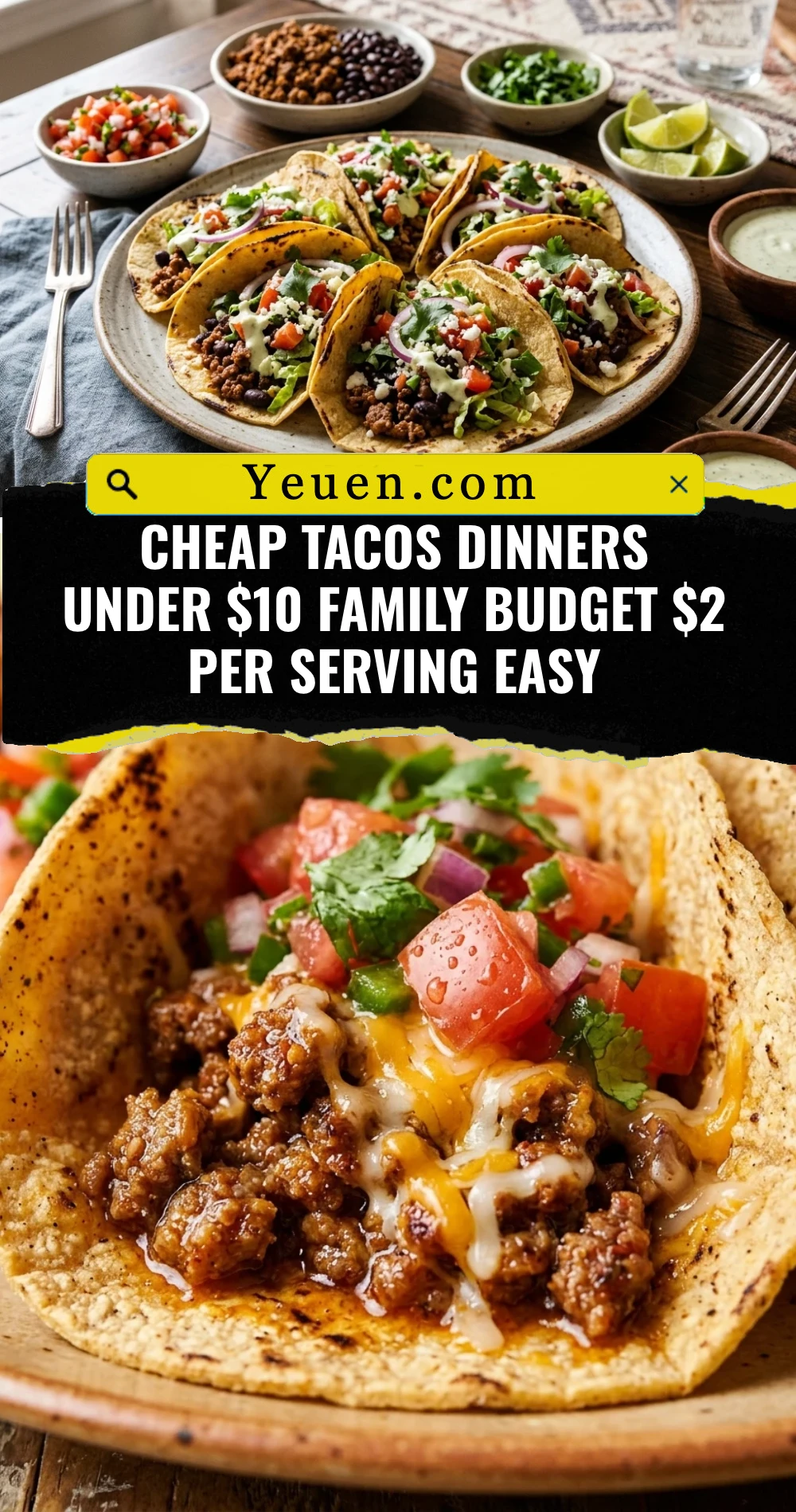 Cheap Tacos Dinners Under $10 Family Budget $2 Per Serving Easy