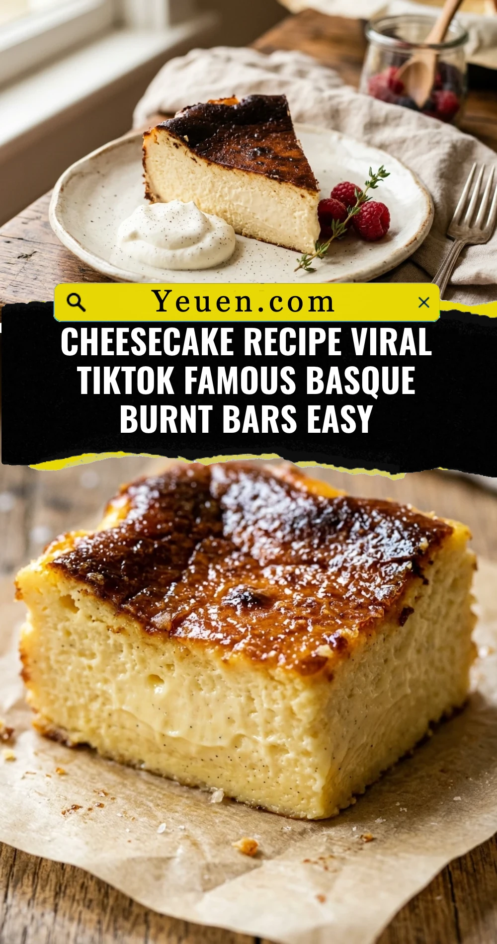 Cheesecake Recipe Viral TikTok Famous Basque Burnt Bars Easy