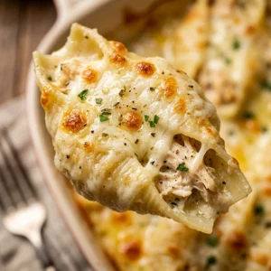 Cheesy Baked Creamy Chicken Alfredo Stuffed Shells Easy Weeknight Dinner