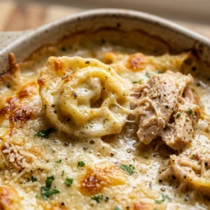 Cheesy Baked Creamy Tortellini Alfredo With Chicken Easy Weeknight Dinner