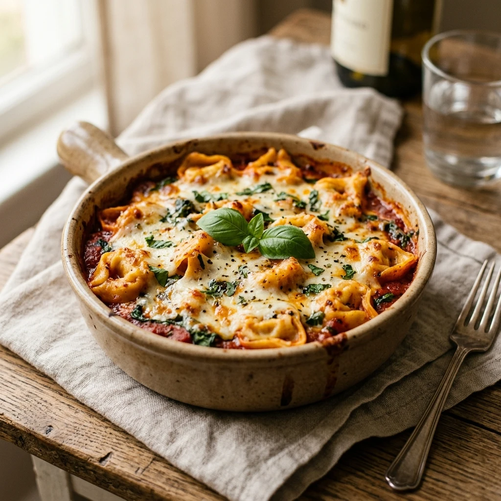 Cheesy Baked Tortellini 5 Ingredient Dinner