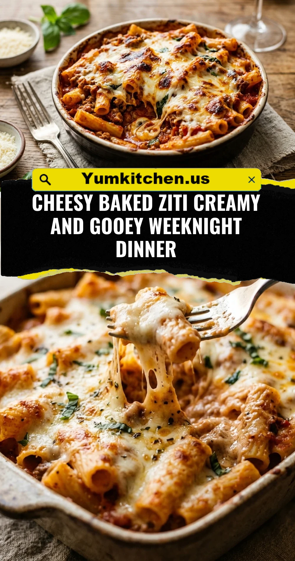 Cheesy Baked Ziti Creamy And Gooey Weeknight Dinner