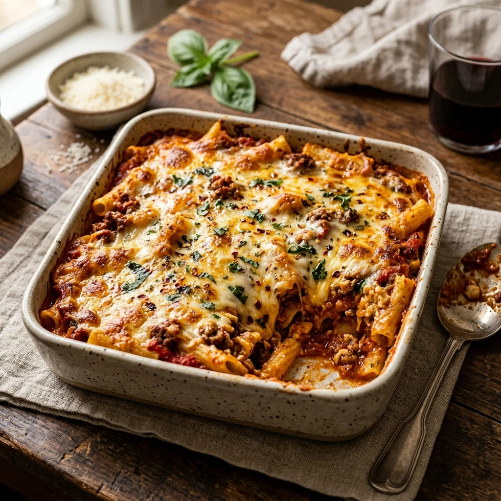 Cheesy Baked Ziti That Tastes Like Lasagna