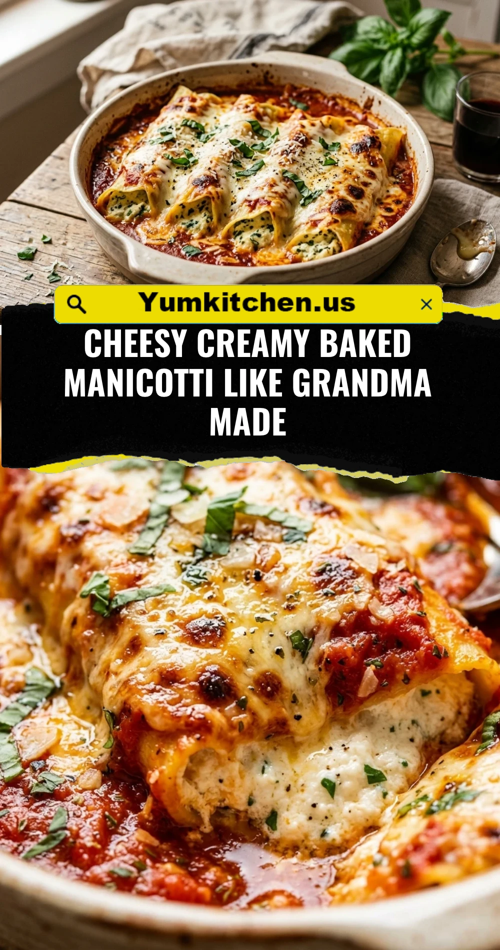 Cheesy Creamy Baked Manicotti Like Grandma Made