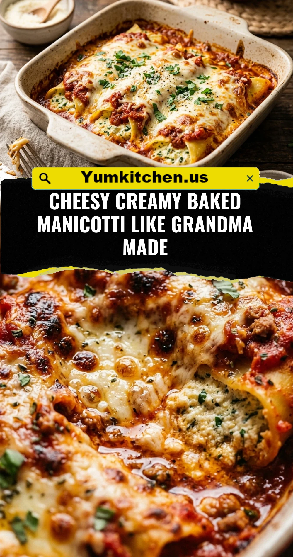 Cheesy Creamy Baked Manicotti Like Grandma Made