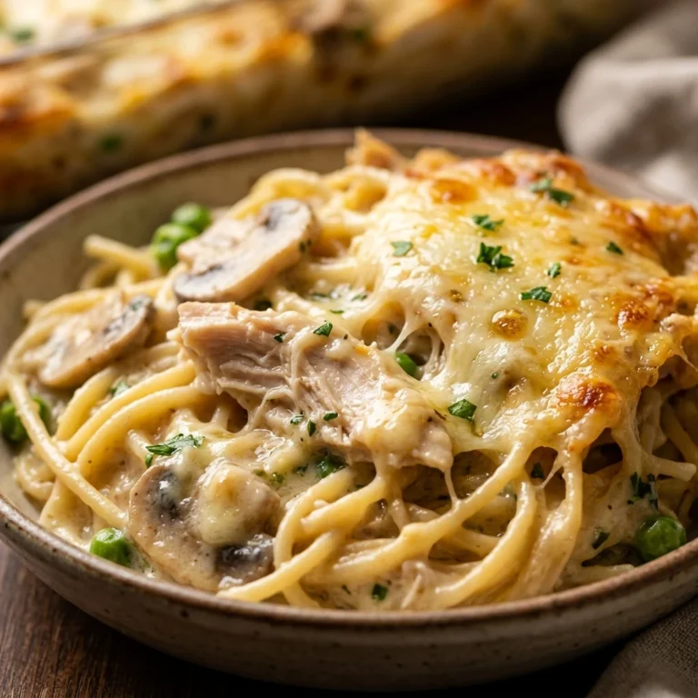 Cheesy Creamy Chicken Tetrazzini Freezer Friendly