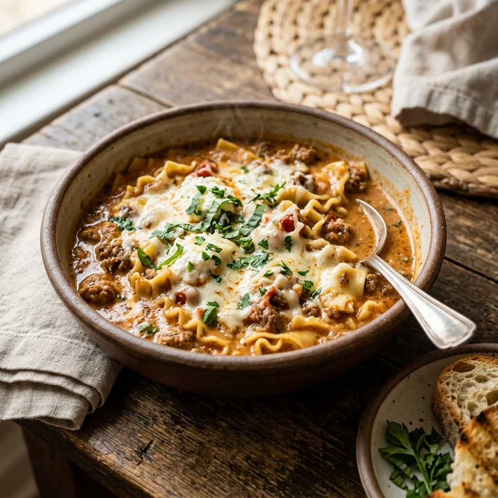 Cheesy Creamy Lasagna Soup One-Pot Cozy