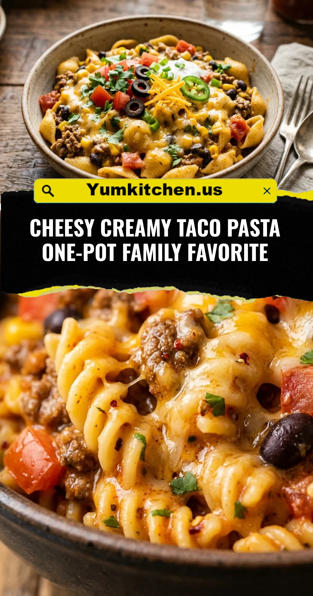 Cheesy Creamy Taco Pasta One-Pot Family Favorite