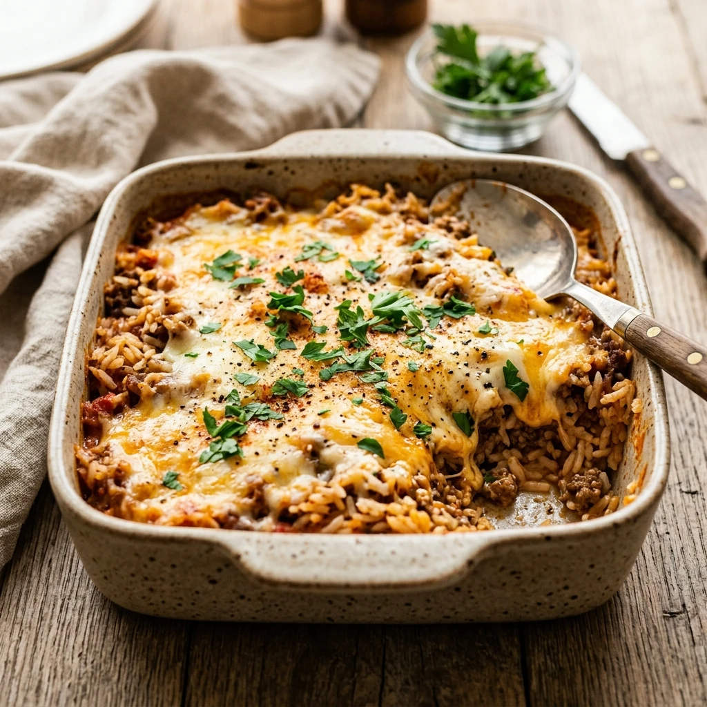 Cheesy Ground Beef And Rice Casserole Freezer Meal