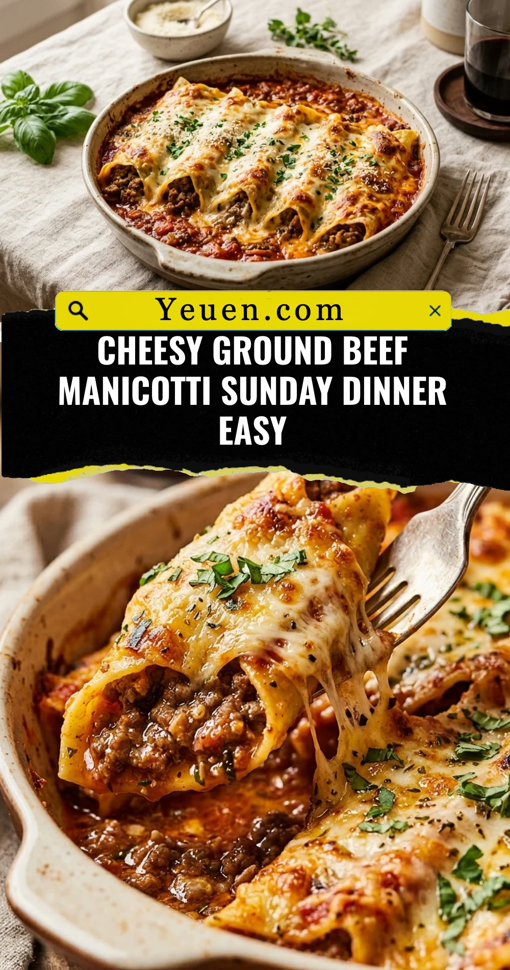 Cheesy Ground Beef Manicotti Sunday Dinner Easy