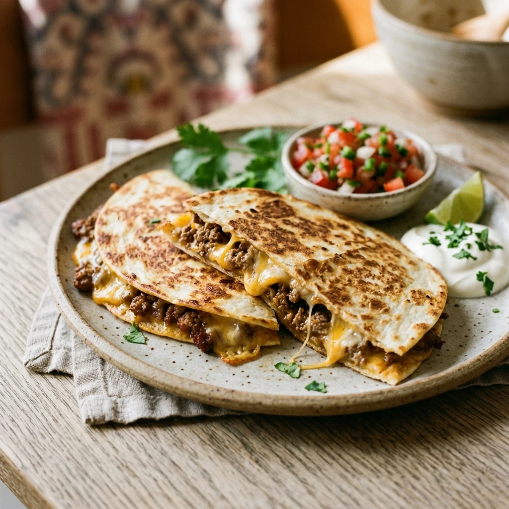 Cheesy Ground Beef Quesadillas $1 Per Quesadilla