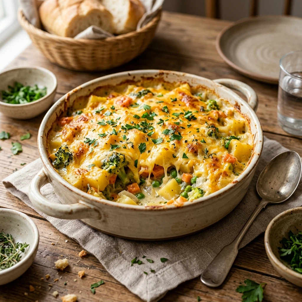 Cheesy Potato Casserole Easy Vegetable Family One Dish