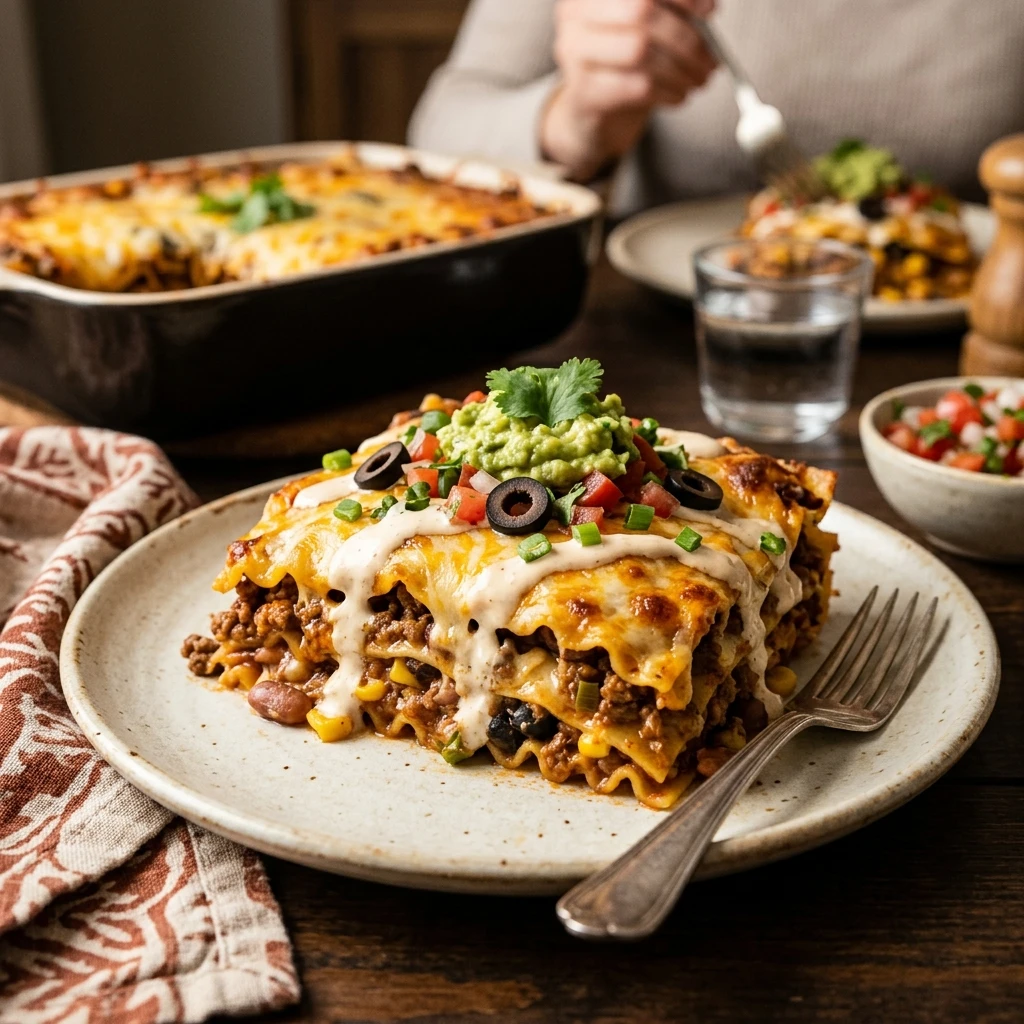 Cheesy Taco Lasagna With Ground Beef Family Favorite