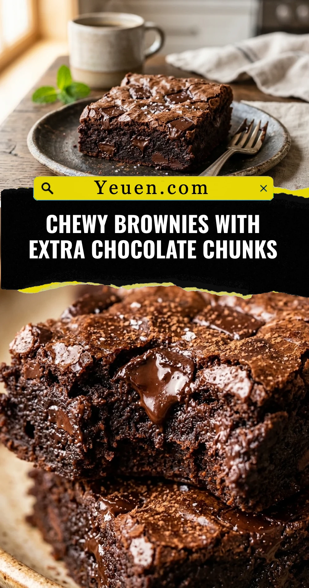 Chewy Brownies With Extra Chocolate Chunks