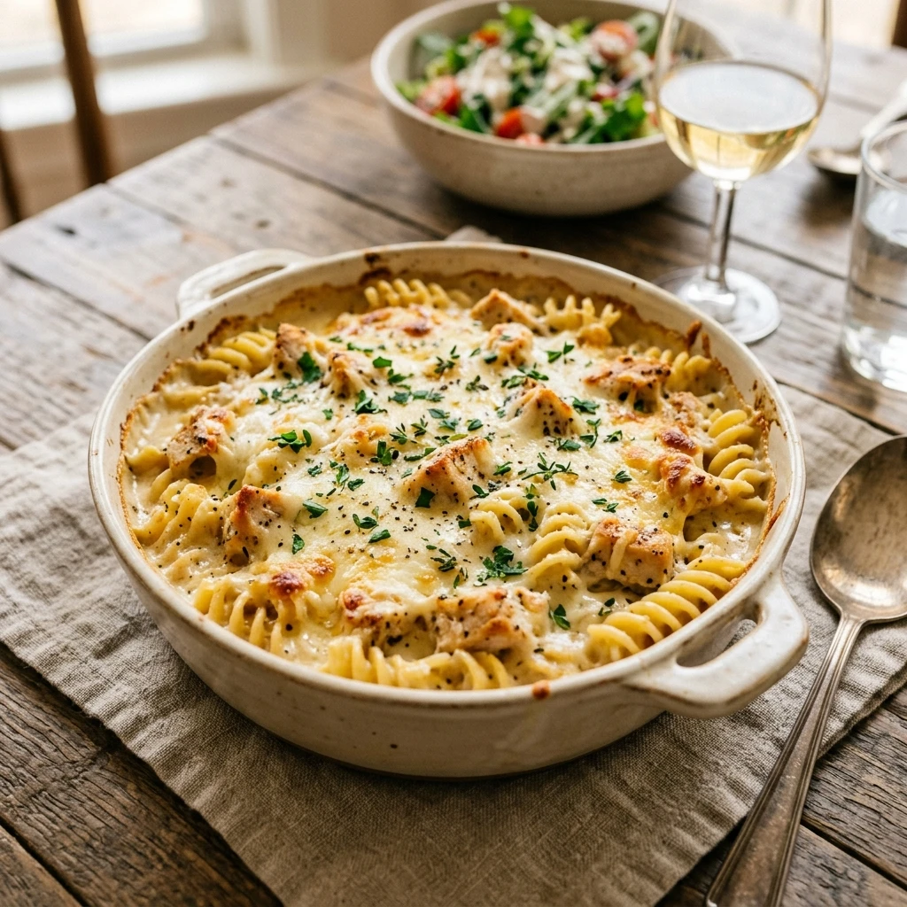 Chicken Alfredo Casserole Creamy Pasta Baked Family