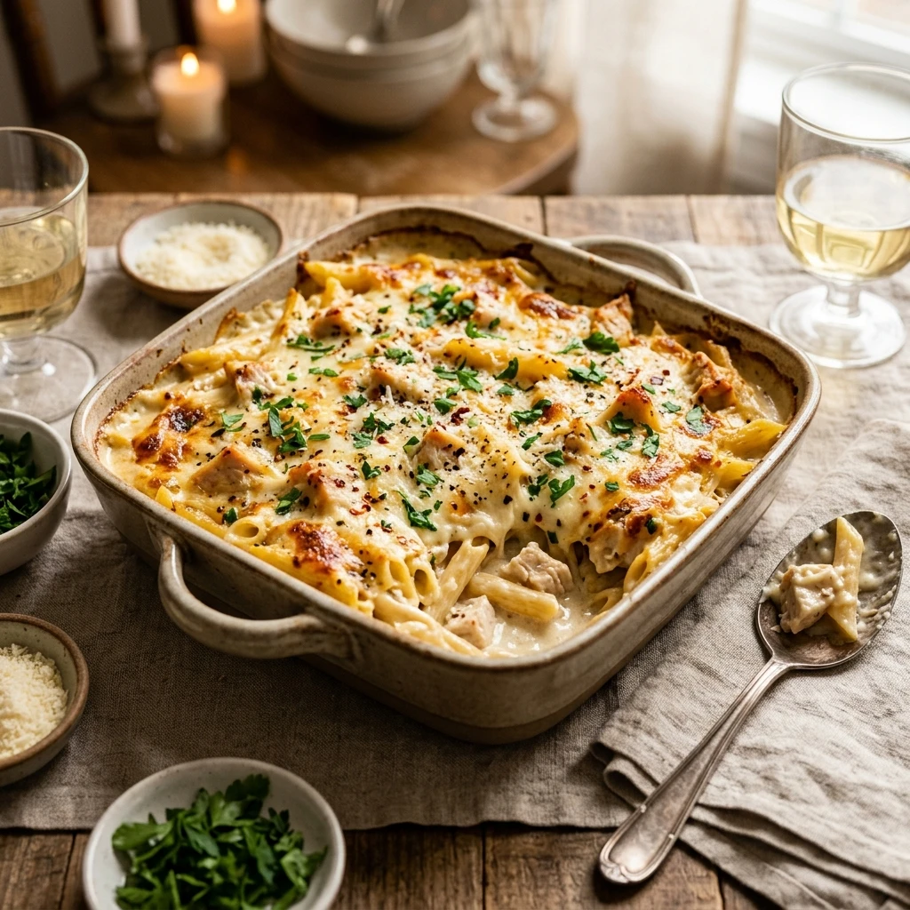Chicken Alfredo Casserole Easy Feeds 8