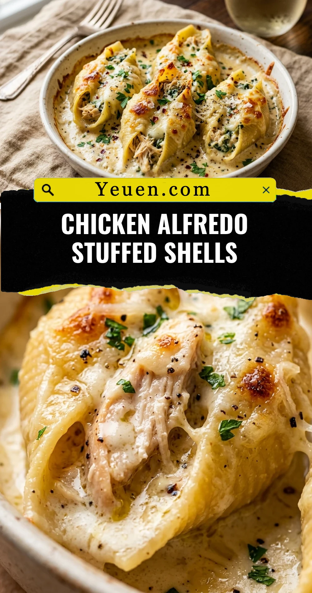 Chicken Alfredo Stuffed Shells