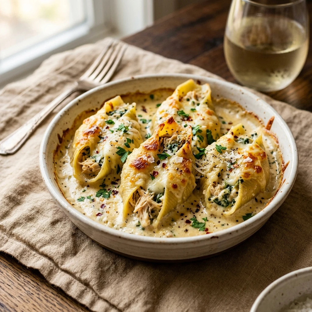 Chicken Alfredo Stuffed Shells