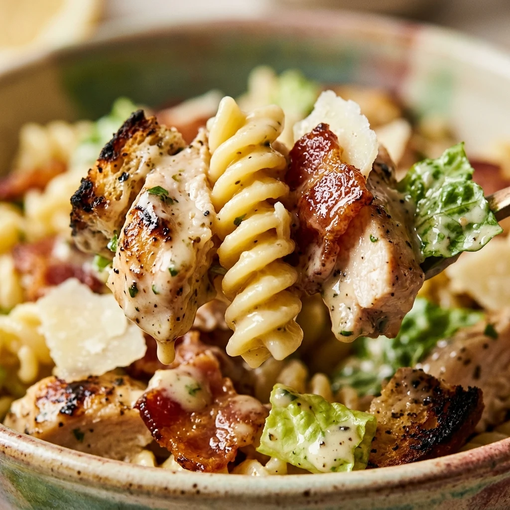 Chicken And Bacon Caesar Pasta Salad Loaded Dripping Dressing